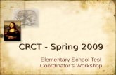 CRCT - Spring 2009 Elementary School Test Coordinators Workshop.