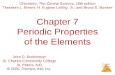 Periodic Properties of the Elements Chapter 7 Periodic Properties of the Elements Chemistry, The Central Science, 10th edition Theodore L. Brown; H. Eugene.