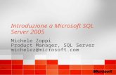 Introduzione a Microsoft SQL Server 2005 Michele Zoppi Product Manager, SQL Server michelez@microsoft.com Michele Zoppi Product Manager, SQL Server michelez@microsoft.com.
