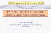 Particle Physics in Poland: Theory and phenomenology Jan Kalinowski Instutute of Theoretial Physics, Warsaw University RECFA, Warsaw, 25 February 2005.