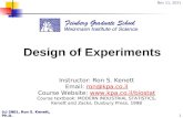2-Jan-14 (c) 2001, Ron S. Kenett, Ph.D.1 Design of Experiments Instructor: Ron S. Kenett Email: ron@kpa.co.ilron@kpa.co.il Course Website: .