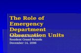The Role of Emergency Department Observation Units Sultana Qureshi, PGY-2 Resident Grand Rounds December 14, 2006.