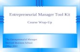 Entrepreneurial Manager Tool Kit Course Wrap-Up The Entrepreneurial Manager Harvard Business School 1May 2001.