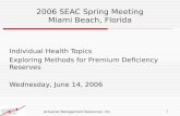 1 Actuarial Management Resources, Inc. 2006 SEAC Spring Meeting Miami Beach, Florida Individual Health Topics Exploring Methods for Premium Deficiency.