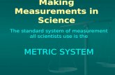 Making Measurements in Science The standard system of measurement all scientists use is the METRIC SYSTEM.