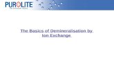 The Basics of Demineralisation by Ion Exchange. Raw Water Supply Water comes into sites from many sources and can be potable (suitable for drinking),
