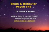 Brain & Behavior Psych 545 Dr David A Kaiser Office: Bldg 6 – A116 x6773 dakaiser@mail.rit.edu dakgsh.