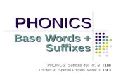 PHONICS Base Words + Suffixes PHONICS: Suffixes -ful, -ly, -y T188 THEME 9: Special Friends Week 3 1.9.3.