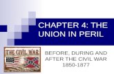 CHAPTER 4: THE UNION IN PERIL BEFORE, DURING AND AFTER THE CIVIL WAR 1850-1877.