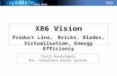 X86 Vision Product Line, Bricks, Blades, Virtualisation, Energy Efficiency Tikiri Wanduragala Snr. Consultant Server Systems.