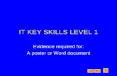 IT KEY SKILLS LEVEL 1 Evidence required for: A poster or Word document.