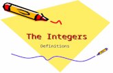 The Integers Definitions. Think about the game! When working with negative numbers, think about what it means in the MathGym-1D game. Which direction.