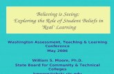 Believing is Seeing: Exploring the Role of Student Beliefs in Real Learning Washington Assessment, Teaching & Learning Conference May 2006 William S. Moore,