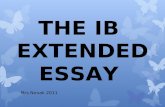 THE IB EXTENDED ESSAY Mrs Novak 2011. What actually is it? And what does the whole process involve?