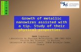 Growth of metallic nanowires assisted with a tip. Study of their physical properties. BAUD Stéphanie Laboratoire de Physique Moléculaire, UMR CNRS 6624,