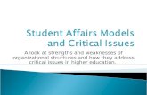 A look at strengths and weaknesses of organizational structures and how they address critical issues in higher education.