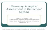 Neuropsychological Assessment in the School Setting Stephen R. Hooper, Ph.D. Carolina Institute for Developmental Disabilities University of North Carolina.