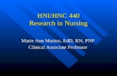 HNI/HNC 440 Research in Nursing Marie Ann Marino, EdD, RN, PNP Clinical Associate Professor.