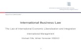 1 International Business Law The Law of International Economic Liberalisation and Integration International Management Michael Gille, Winter Semester 2009/10.
