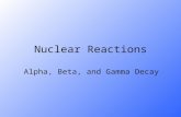 Nuclear Reactions Alpha, Beta, and Gamma Decay. CS 4.2 CS 4.3 State what is meant by alpha, beta and gamma decay of radionuclides. Identify the processes.
