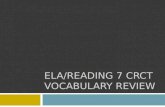 ELA/READING 7 CRCT VOCABULARY REVIEW. Directions Use the word bank provided to match the following definitions with their appropriate reading/ELA terms.