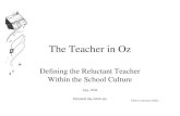 The Teacher in Oz Defining the Reluctant Teacher Within the School Culture July, 2004 Elizabeth Sky-McIlvain Click to advance slides.