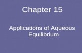 Chapter 15 Applications of Aqueous Equilibrium. The Common Ion Effect The Common Ion effect is when a weak acid is added to a salt which contains the.
