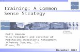 Training: A Common Sense Strategy December 2002 Patti Hanson Vice President and Director of Purchasing Operations Management JCPenney Company, Inc. Plano,