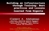 1 Building an Infrastructure through Training: Best practices and Lessons learned from Nigeria Clement A. Adebamowo Chairman, National Health Research.