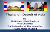 Thailand : Detroit of Asia By.. Mr.Ninnart Chaithirapinyo Vice Chairman The Federation of Thai Industries Toyota Motor Thailand.