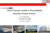 1 OEA Energy Leaders Roundtable: Nuclear Power Panel P. Charlebois Chief Nuclear Officer February 10, 2006 Toronto, Ontario.