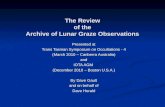 The Review of the Archive of Lunar Graze Observations Presented at Trans Tasman Symposium on Occultations - 4 (March 2010 – Canberra Australia) and IOTA.