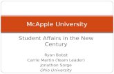 Student Affairs in the New Century Ryan Bobst Carrie Martin (Team Leader) Jonathon Sorge Ohio University McApple University.