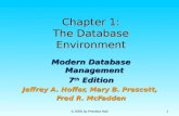 © 2005 by Prentice Hall 1 Chapter 1: The Database Environment Modern Database Management 7 th Edition Jeffrey A. Hoffer, Mary B. Prescott, Fred R. McFadden.
