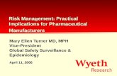 Mary Ellen Turner MD, MPH Vice-President Global Safety Surveillance & Epidemiology Risk Management: Practical Implications for Pharmaceutical Manufacturers.