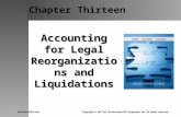 Chapter Thirteen Accounting for Legal Reorganizations and Liquidations McGraw-Hill/Irwin Copyright © 2011 by The McGraw-Hill Companies, Inc. All rights.