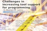 Challenges in increasing tool support for programming K. Rustan M. Leino Microsoft Research, Redmond, WA, USA 23 Sep 2004 ICTAC Guiyang, Guizhou, PRC joint.