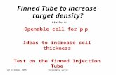 29 ottobre 2007Torporkov visit Finned Tube to increase target density? Openable cell for p p Ideas to increase cell thickness Test on the finned Injection.