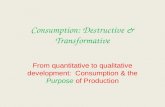Consumption: Destructive & Transformative From quantitative to qualitative development: Consumption & the Purpose of Production.