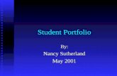 Student Portfolio By: Nancy Sutherland May 2001. Table of Contents 1. Introduction 7. Assessment Protocols 2. Educational Experiences 8. Technology 3.