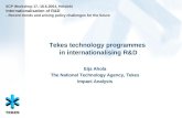 Tekes technology programmes in internationalising R&D Eija Ahola The National Technology Agency, Tekes Impact Analysis 6CP Workshop 17.-18.6.2004, Helsinki.
