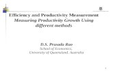 1 Efficiency and Productivity Measurement Measuring Productivity Growth Using different methods D.S. Prasada Rao School of Economics, University of Queensland.