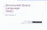 Structured Query Language (SQL) DB Chapter 3 J.G. Zheng June 27 th 2005.