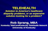 TELEHEALTH Solution to Americas healthcare disparity problems, or an expensive solution looking for a problem? Rob Sprang, MBA Kentucky TeleCare/Kentucky.