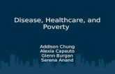 Disease, Healthcare, and Poverty Addison Chung Alexia Capsuto Glenn Burgan Serena Anand.