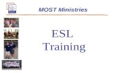 ESL Training MOST Ministries. 2 Camp Overview Overnight Camp –Classes in morning –Activities in afternoon Longer periods of recreation, music, crafts.