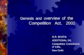 1 Genesis and o verview of the Competition Act, 2002 G.R. BHATIA ADDITIONAL DG Competition Commission of India, New Delhi.