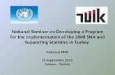National Seminar on Developing a Program for the Implementation of the 2008 SNA and Supporting Statistics in Turkey Mahmut MOL 10 September 2013 Ankara.