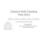 General MAC Meeting May 2012 Silicon Valley Mathematics Initiative  David Foster Silicon Valley Mathematics Initiative .