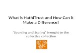 What is HathiTrust and How Can it Make a Difference? Sourcing and Scaling brought to the collective collection.